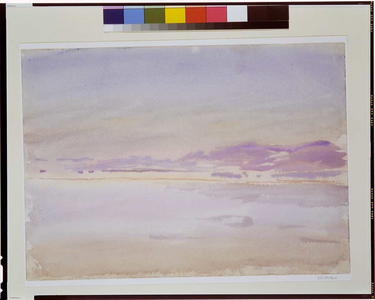Sunset at Sea, John Singer Sargent (American, Florence 1856–1925 London), Watercolor and gouache on white wove paper, American