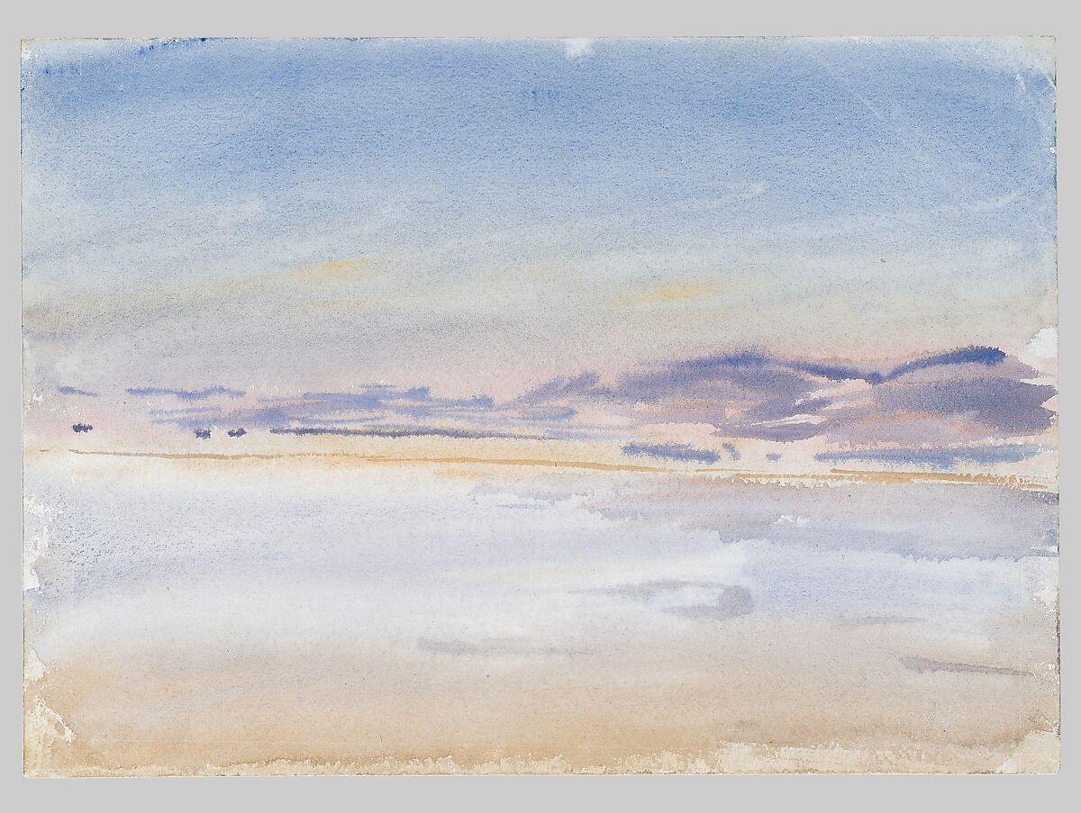Sunset at Sea, John Singer Sargent (American, Florence 1856–1925 London), Watercolor and gouache on white wove paper, American