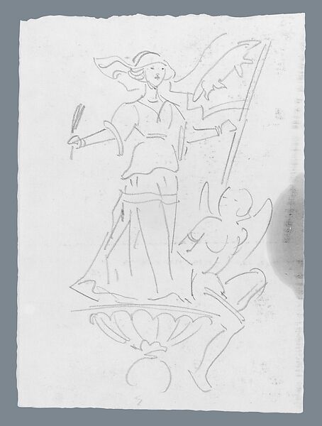 Allegorical Figure, John Singer Sargent (American, Florence 1856–1925 London), Graphite on off-white paper, American