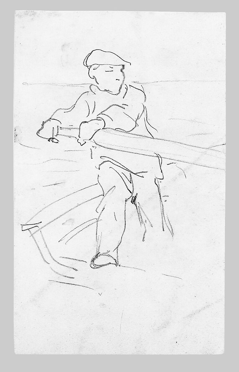 Oarsman, John Singer Sargent (American, Florence 1856–1925 London), Graphite on off-white wove paper, American