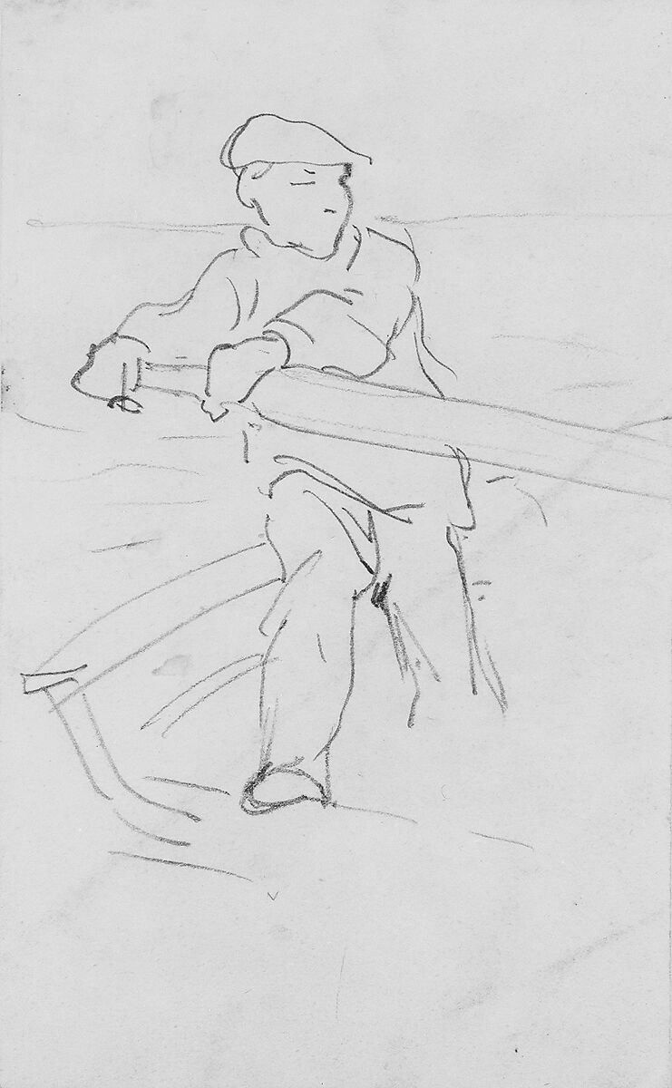 Oarsman, John Singer Sargent (American, Florence 1856–1925 London), Graphite on off-white wove paper, American