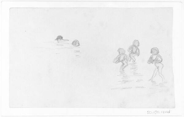 Bathing Children, John Singer Sargent (American, Florence 1856–1925 London), Graphite on off-white wove paper, American