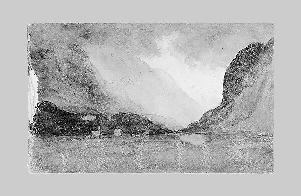 Mountains, Clouds, and Lake, John Singer Sargent (American, Florence 1856–1925 London), Watercolor and graphite on light-gray wove paper, American