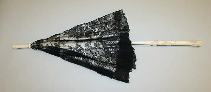 Promenade parasol, silk, ivory, metal, American