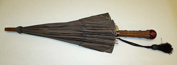 Parasol, silk, wood, glass, American