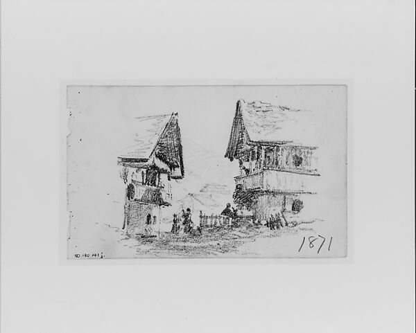 Chalets, John Singer Sargent (American, Florence 1856–1925 London), Graphite on off-white wove paper, American