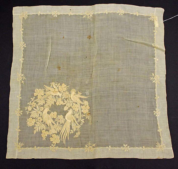 Wedding handkerchief, linen, French 