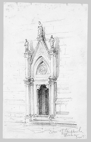 Door of Campanile, Florence, John Singer Sargent (American, Florence 1856–1925 London), Graphite on off-white wove paper, American