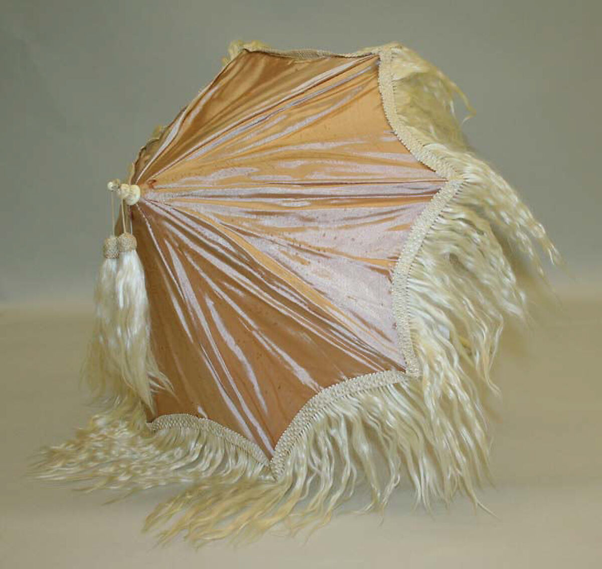 Parasol, silk, goat's hair, ivory, metal, French 