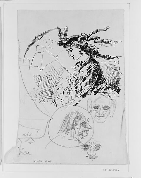 Faces, John Singer Sargent (American, Florence 1856–1925 London), Graphite on off-white wove paper, American