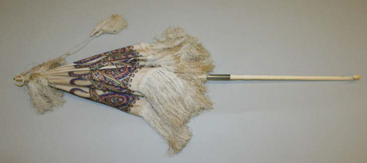 Parasol, silk, ivory, metal, American