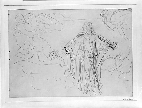 Draped Woman, John Singer Sargent (American, Florence 1856–1925 London), Graphite on off-white wove paper, American
