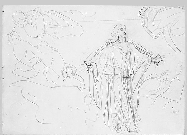 Draped Woman, John Singer Sargent (American, Florence 1856–1925 London), Graphite on off-white wove paper, American