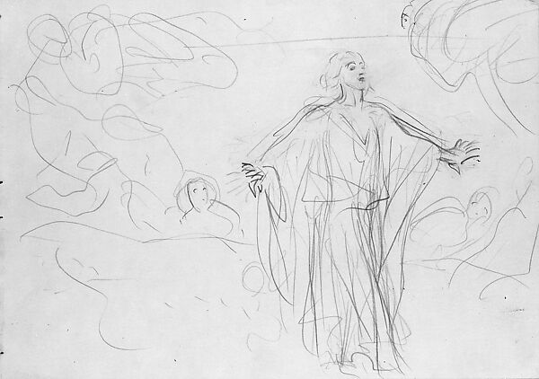 Draped Woman, John Singer Sargent (American, Florence 1856–1925 London), Graphite on off-white wove paper, American 
