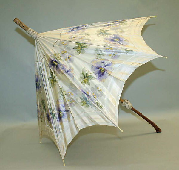 Parasol, silk, wood, metal, American 