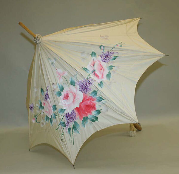 Parasol, silk, wood, metal, American 