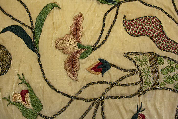 Apron, silk, metal, British