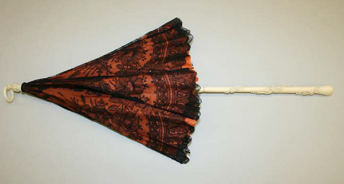 Parasol, silk, ivory, metal, probably French