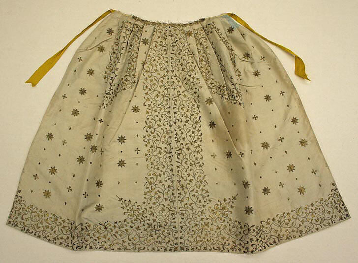 Apron, silk, metallic, British 