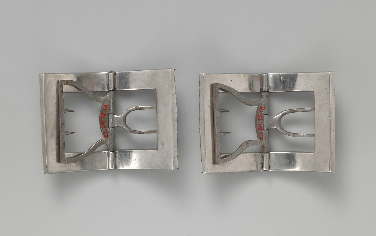 Shoe buckles, metal, rhinestones, British