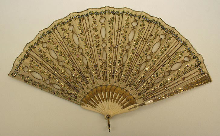 Fan, silk, ivory, French 