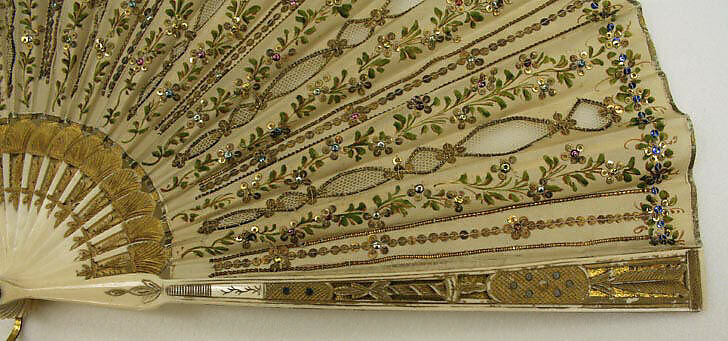 Fan, silk, ivory, French