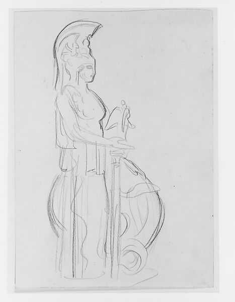Parthenon Athena, Acropolis Museum, Athens, John Singer Sargent (American, Florence 1856–1925 London), Graphite on off-white wove paper, American