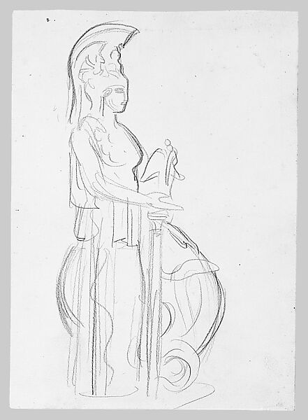 Parthenon Athena, Acropolis Museum, Athens, John Singer Sargent (American, Florence 1856–1925 London), Graphite on off-white wove paper, American