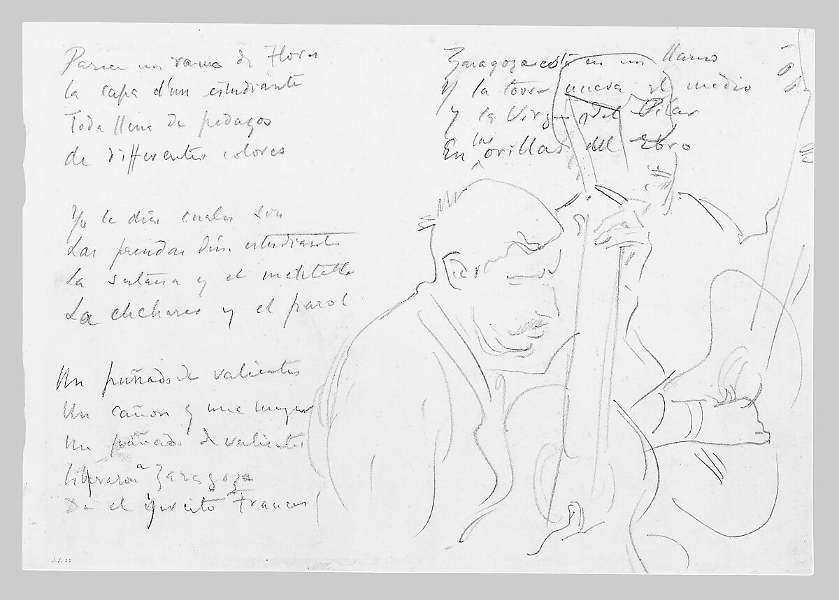 Spanish Musicians, John Singer Sargent (American, Florence 1856–1925 London), Graphite on off-white wove paper, American