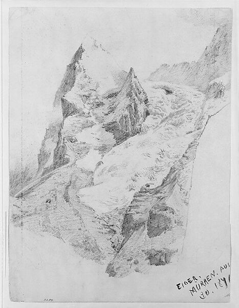 Eiger from Mürren, John Singer Sargent (American, Florence 1856–1925 London), Graphite on off-white wove paper, American 