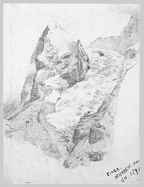 Eiger from Mürren, John Singer Sargent (American, Florence 1856–1925 London), Graphite on off-white wove paper, American