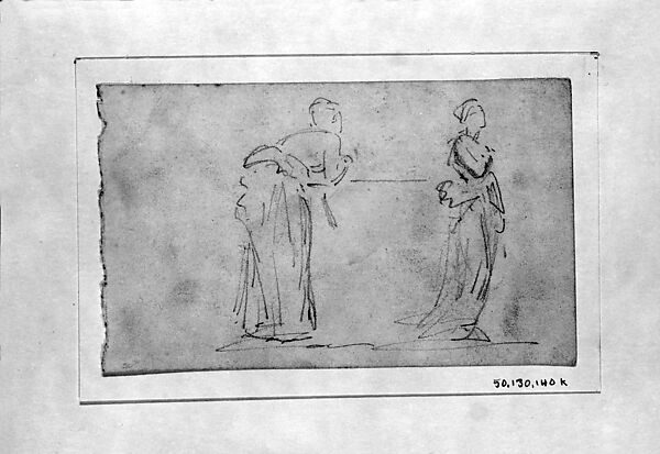 Two Women, John Singer Sargent (American, Florence 1856–1925 London), Graphite on off-white wove paper, American