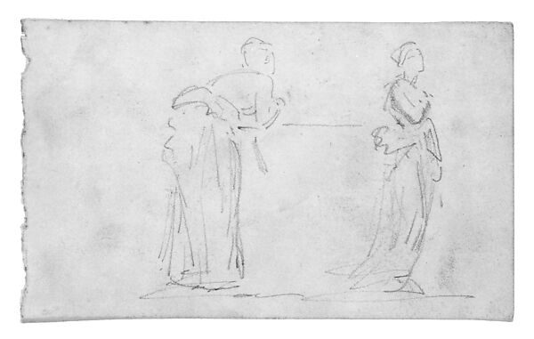 Two Women, John Singer Sargent (American, Florence 1856–1925 London), Graphite on off-white wove paper, American