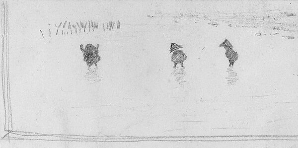 Wading Children, John Singer Sargent (American, Florence 1856–1925 London), Graphite on off-white wove paper, American 