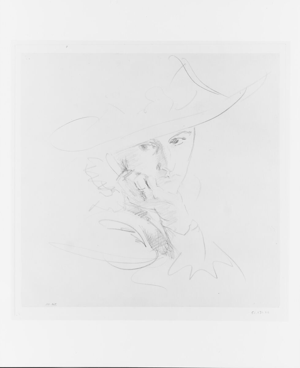 Jane de Glehn, Study for "In the Generalife", John Singer Sargent (American, Florence 1856–1925 London), Graphite on off-white wove paper, American