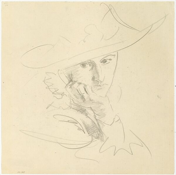 Jane de Glehn, Study for "In the Generalife", John Singer Sargent (American, Florence 1856–1925 London), Graphite on off-white wove paper, American 