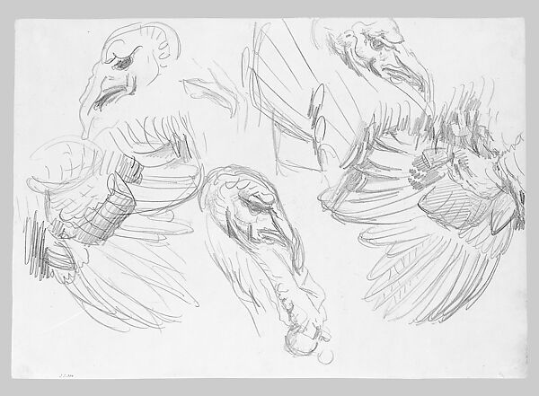 Turkeys, John Singer Sargent (American, Florence 1856–1925 London), Graphite on off-white wove paper, American
