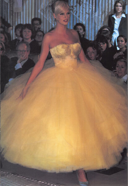 Evening dress, John Galliano (founded 1984), silk, feathers, French