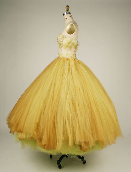 Evening dress, John Galliano (founded 1984), silk, feathers, French