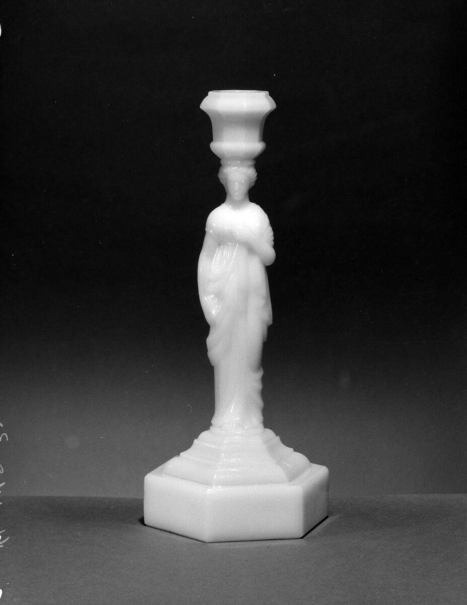 Candlestick, Designed by Henry Whitney, Pressed glass, American 