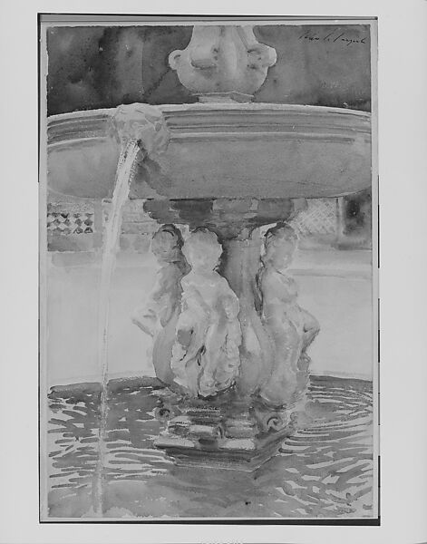 Spanish Fountain, John Singer Sargent (American, Florence 1856–1925 London), Watercolor and graphite on white wove paper, American