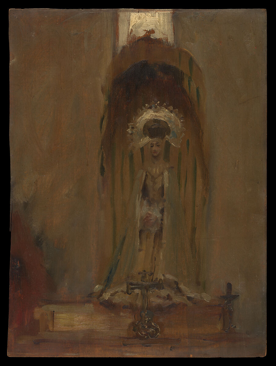 A Spanish Madonna, John Singer Sargent (American, Florence 1856–1925 London), Oil on wood, American