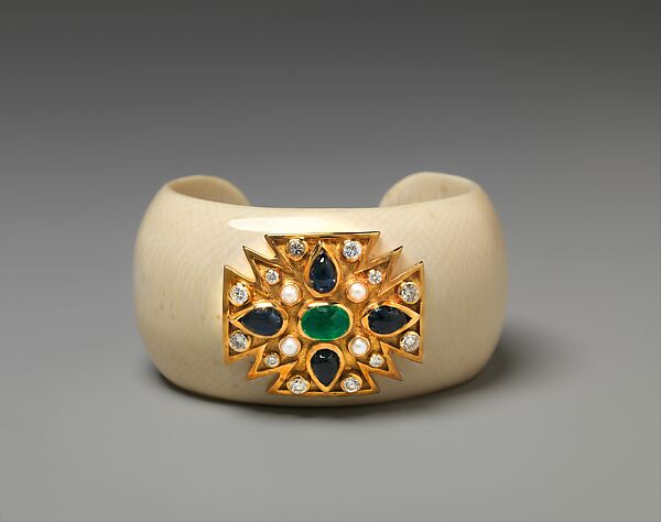 Bracelet, House of Chanel (French, founded 1910), ivory, gold, precious gems, French 