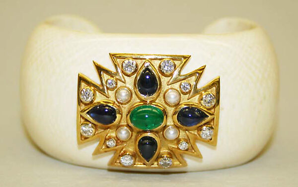 Bracelet, House of Chanel (French, founded 1910), ivory, gold, precious gems, French