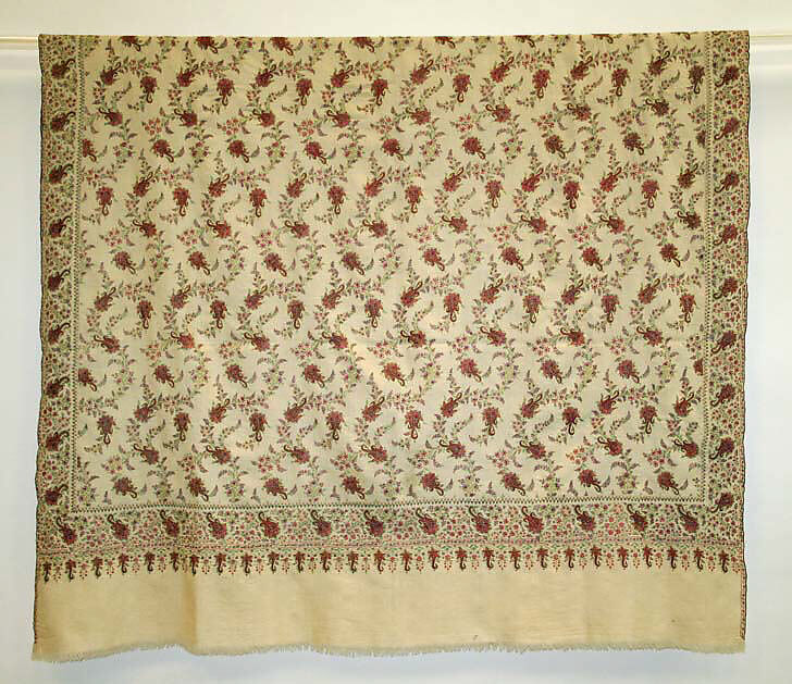 Shawl, Wool, silk, India 