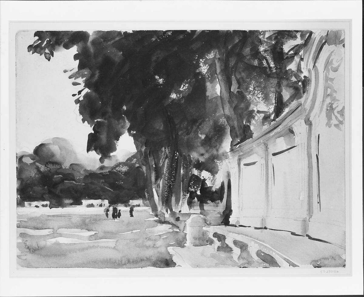 Spanish Midday, Aranjuez, John Singer Sargent (American, Florence 1856–1925 London), Watercolor and graphite on white wove paper, American