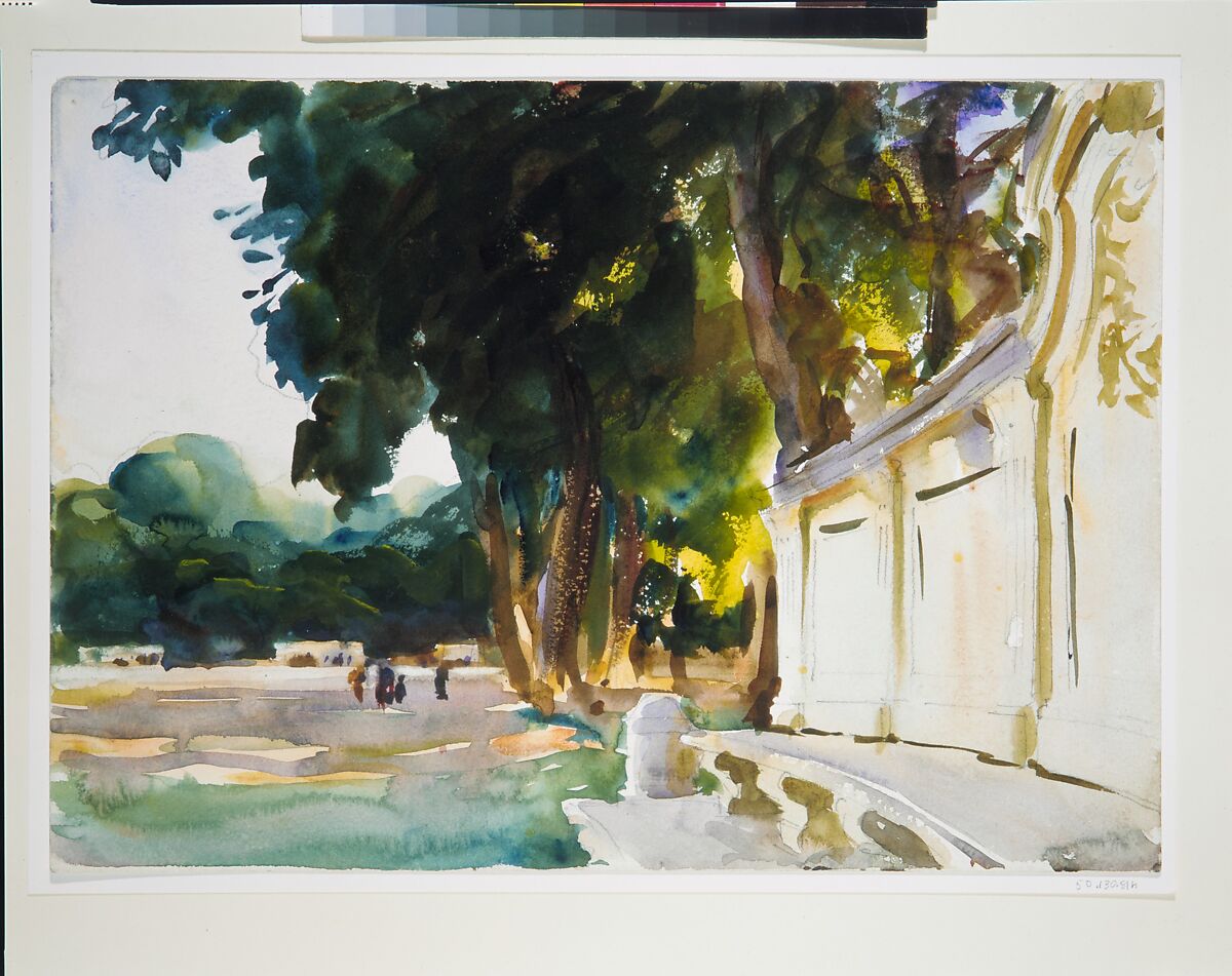 Spanish Midday, Aranjuez, John Singer Sargent (American, Florence 1856–1925 London), Watercolor and graphite on white wove paper, American