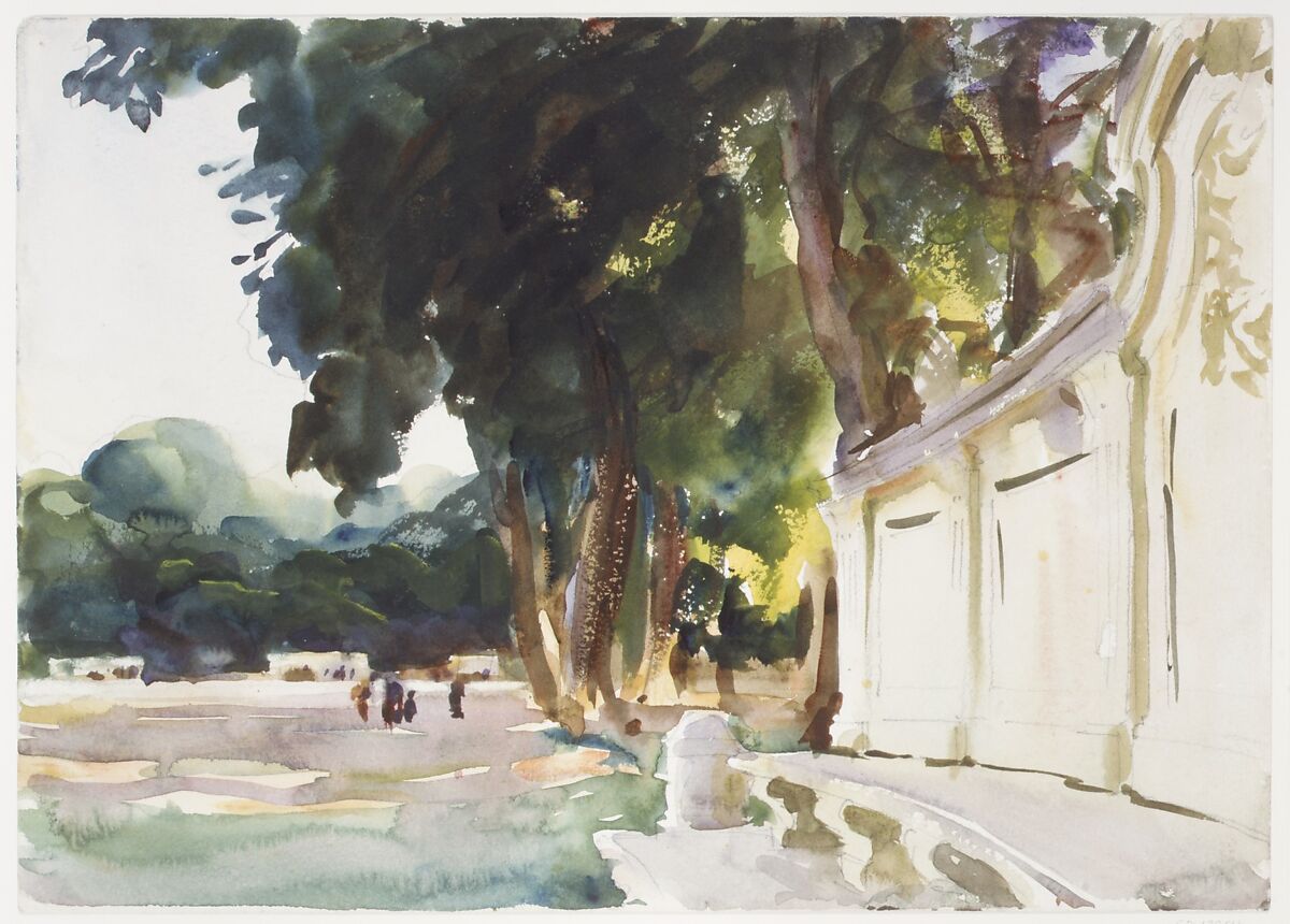 Spanish Midday, Aranjuez, John Singer Sargent (American, Florence 1856–1925 London), Watercolor and graphite on white wove paper, American