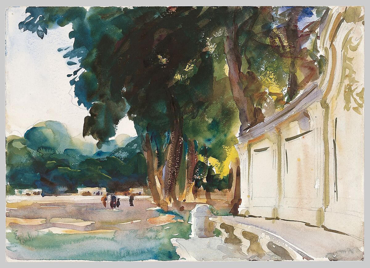 Spanish Midday, Aranjuez, John Singer Sargent (American, Florence 1856–1925 London), Watercolor and graphite on white wove paper, American