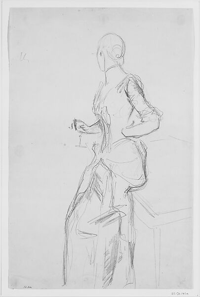 Woman Holding a Glass, John Singer Sargent (American, Florence 1856–1925 London), Graphite on light-tan wove paper, American
